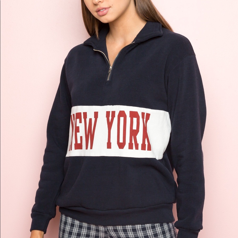 Brandy Melville Zip Up NEW YORK Sweater